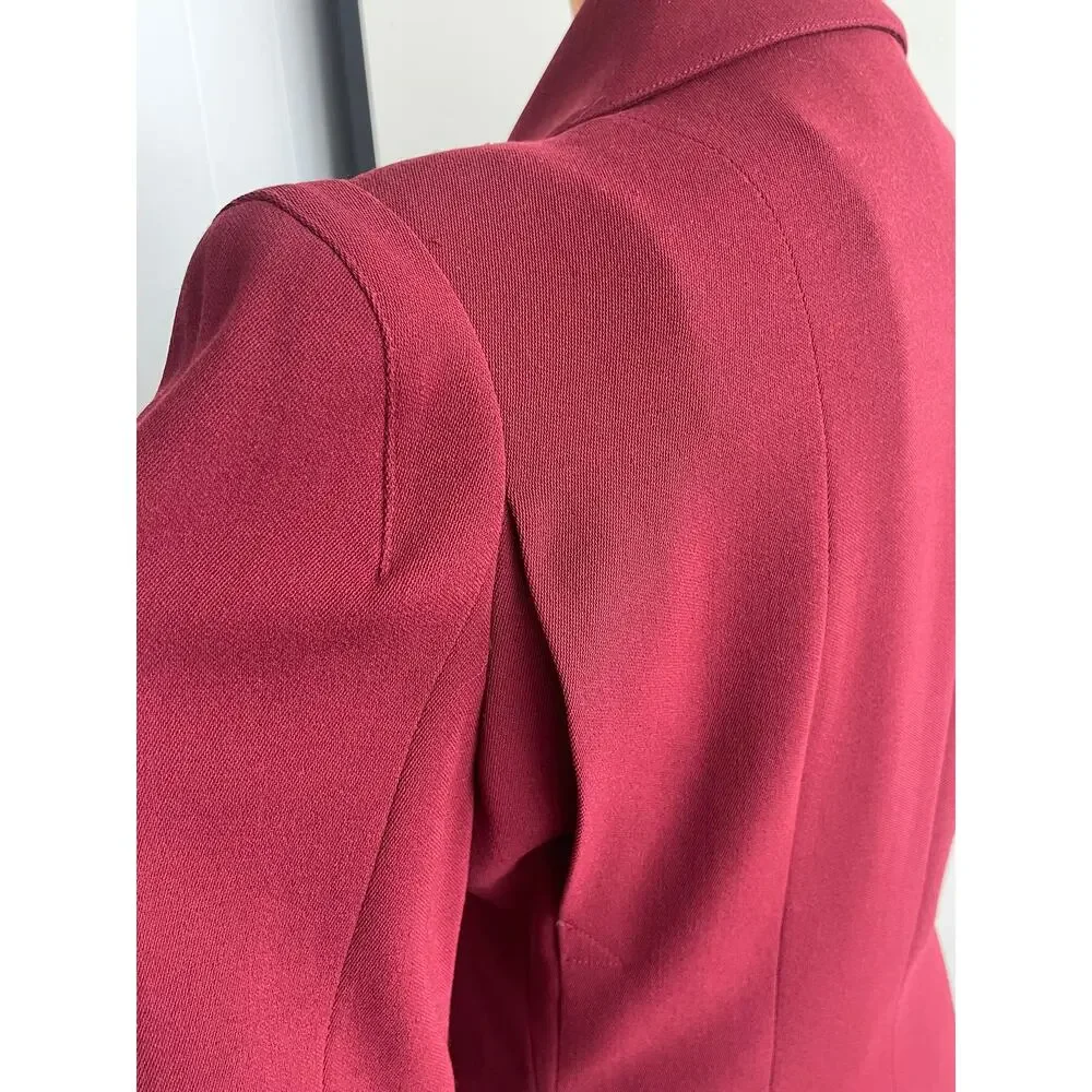 Lagerfeld Wmns Sz 38 Vintage 90s Maroon Fitted Blazer Retro Vintage Cool Work